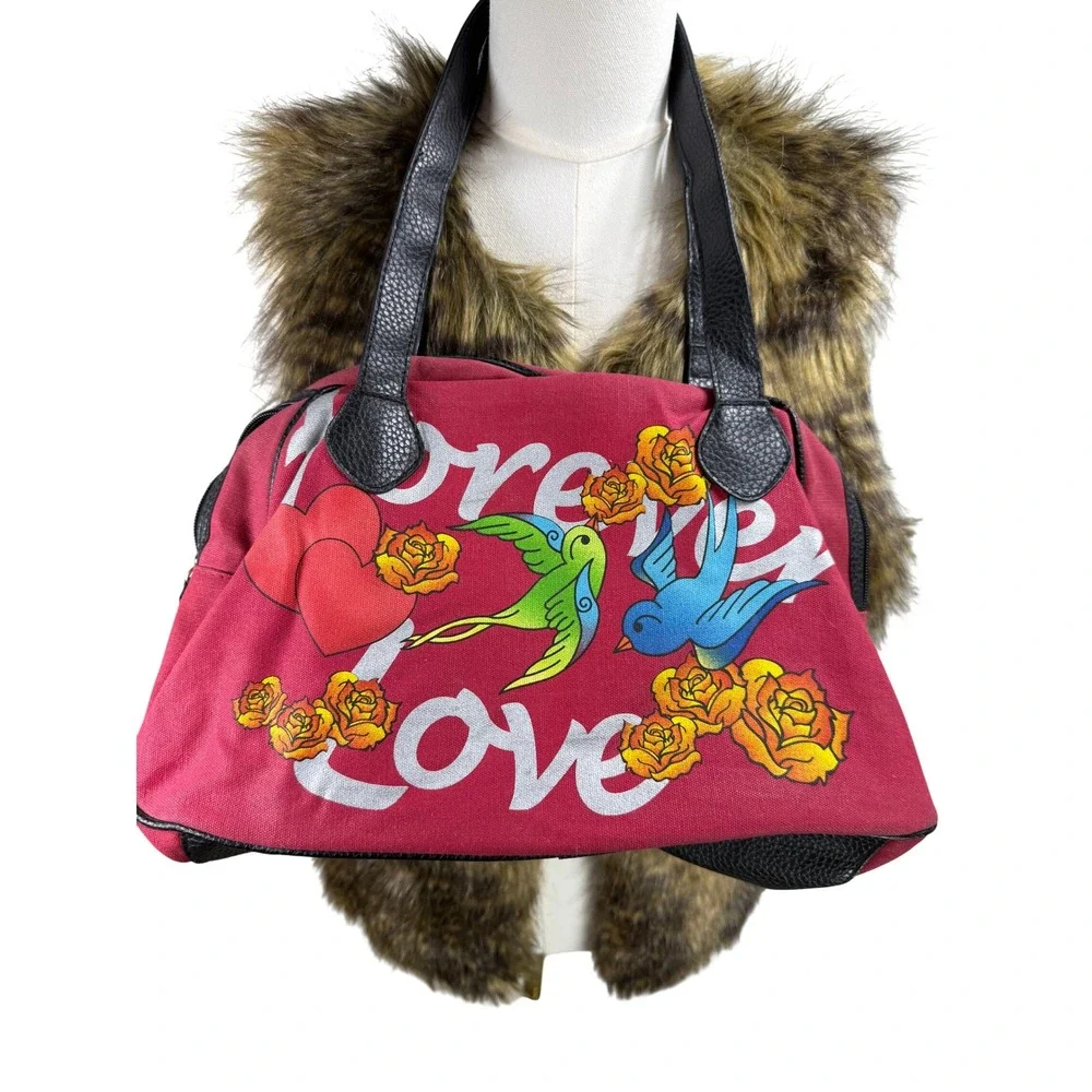 Addicted Tattoo Graphic Bag Love Forever Birds Roses McBling Handbag Y2K purse